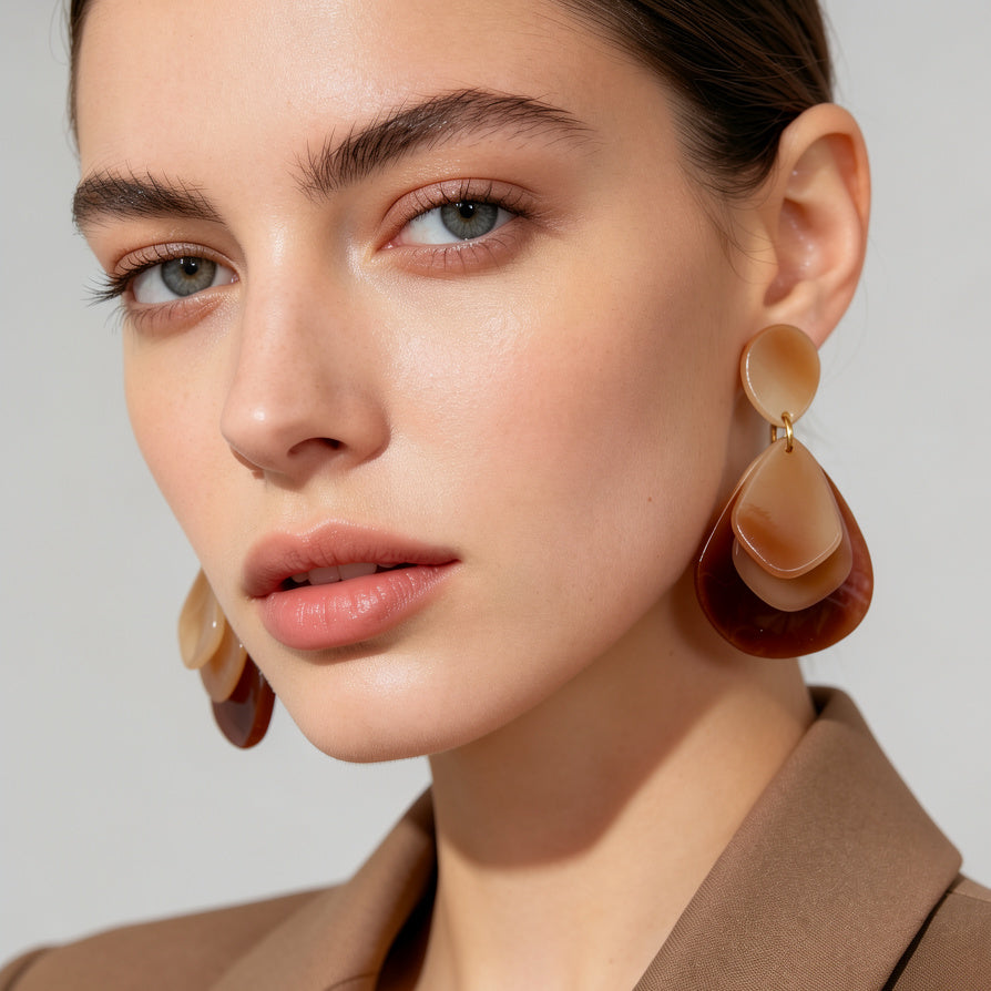 Pendientes Gota Acrílicos 3 Capas | Pendientes de Moda Mayoristas para Mujer | Diseño Minimalista Varios Colores|JI JOYA