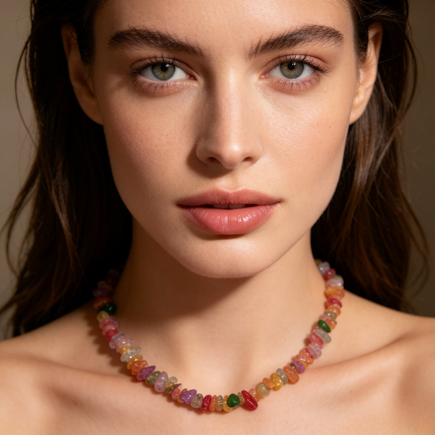 Collar de Collares de Piedras Preciosas Multicolores - Joyería Artesanal para Mujer|JI JOYA