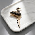 Broche Cisne con Colgantes de Cadena, Diseño Elegante con Circonias, Joyería al Por Mayor para Mujeres|JI JOYA