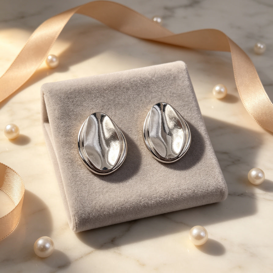 Pendientes de Gota Metálicos Grandes | Dorado y Plata | Venta al Por Mayor para Revendedores|JI JOYA