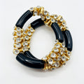 Pulsera Elástica de Moda con Circonitas y Detalles en Negro Brillante | Venta al Por Mayor (Plata/Oro)|JI JOYA