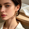 Pendientes Aro Doble Dorado Minimalista | Mayorista|JI JOYA