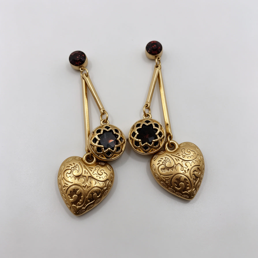 Pendientes Colgantes de Corazón Vintage con Cristal de Color, Accesorios de Moda al Por Mayor| JI JOYA