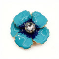 Broche de Flor Azul/Rosa de Esmalte con Cristal - Bisutería de Moda para Mujeres | Mayorista|JI JOYA