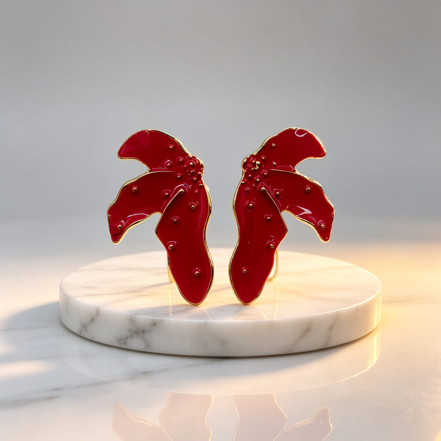 Aretes de Esmalte con Borde de Oro | Joyería de Moda al Por Mayor|JI JOYA