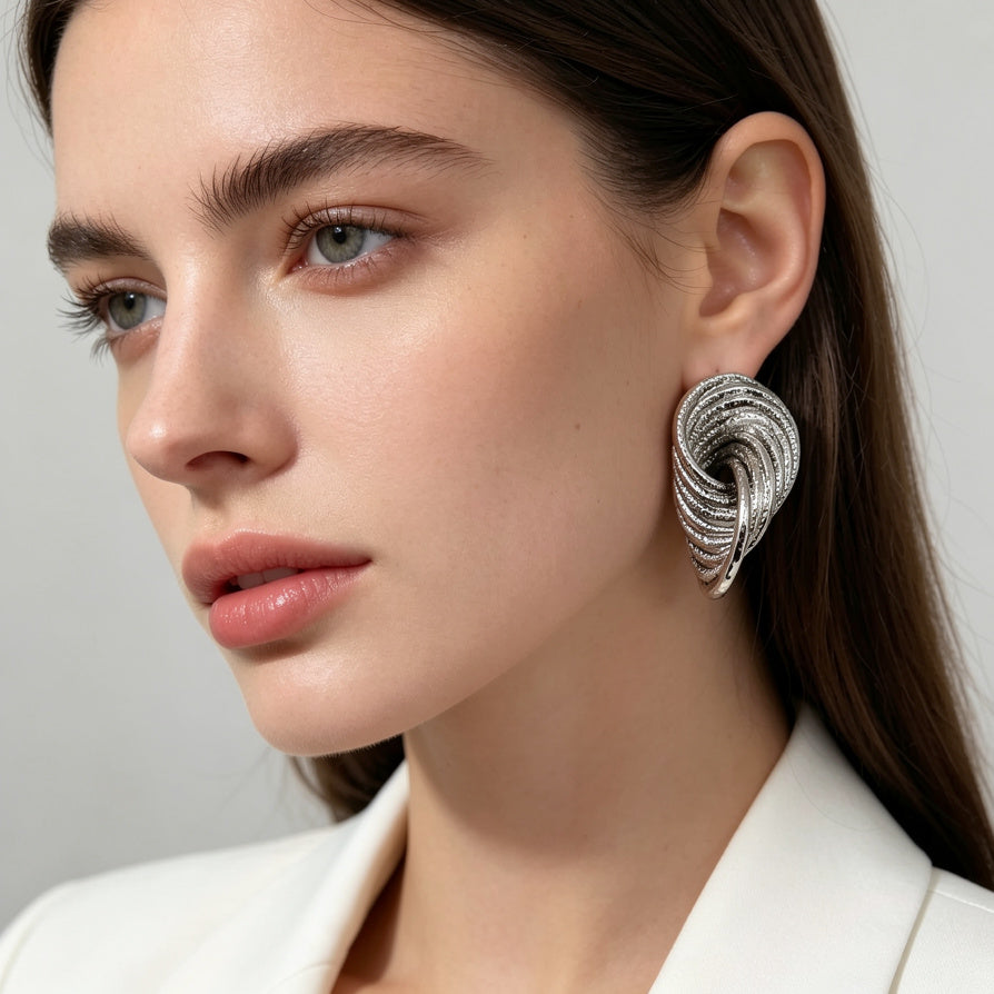 Pendientes Texturizados Enrollados - Estilo Minimalista para Mujeres | Venta al Por Mayor|JI JOYA