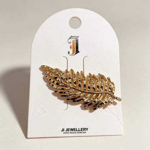 Broche de Hoja Dorada Minimalista para Mujer | Mayorista|JI JOYA