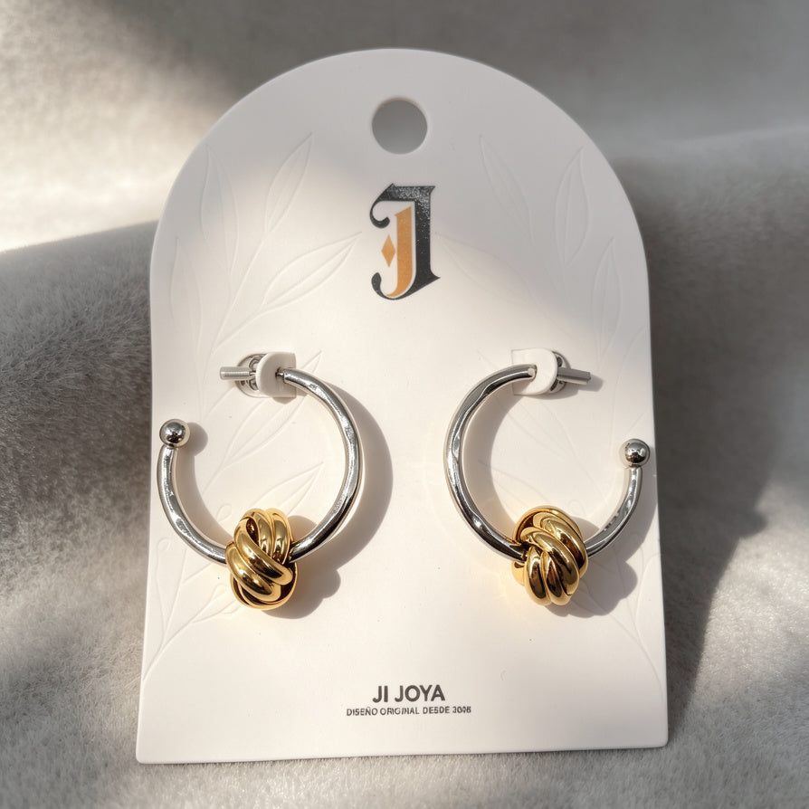 Pendientes Hoop de Nudo Elegantes - Estilo Minimalista y de Lujo | Venta al Por Mayor|JI JOYA