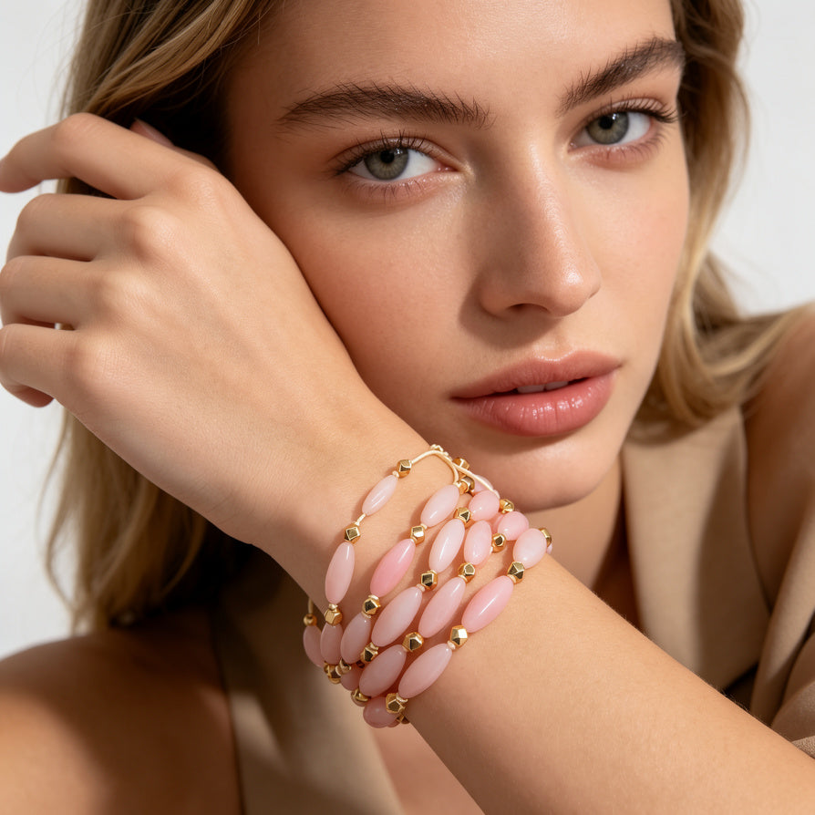 Pulsera Multicuerdas con Cuentas Elípticas, 4 Colores Disponibles | Joyería al Por Mayor|JI JOYA