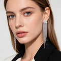 Pendientes de fleco con brillantes de cristal - Lujo minimalista para mayoristas|JI JOYA