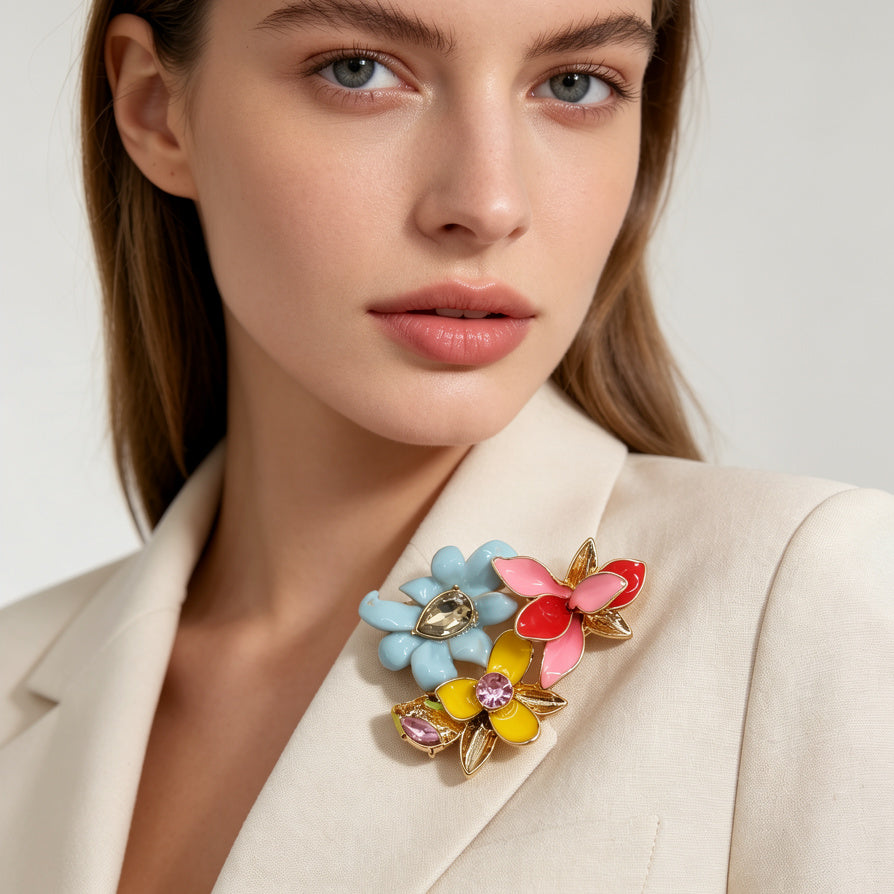 Broche de Flores de Zinc Aleación para Mujer | Accesorio Elegante para Trajes y Chaquetas | Pedidos Mayoristas|JI JOYA