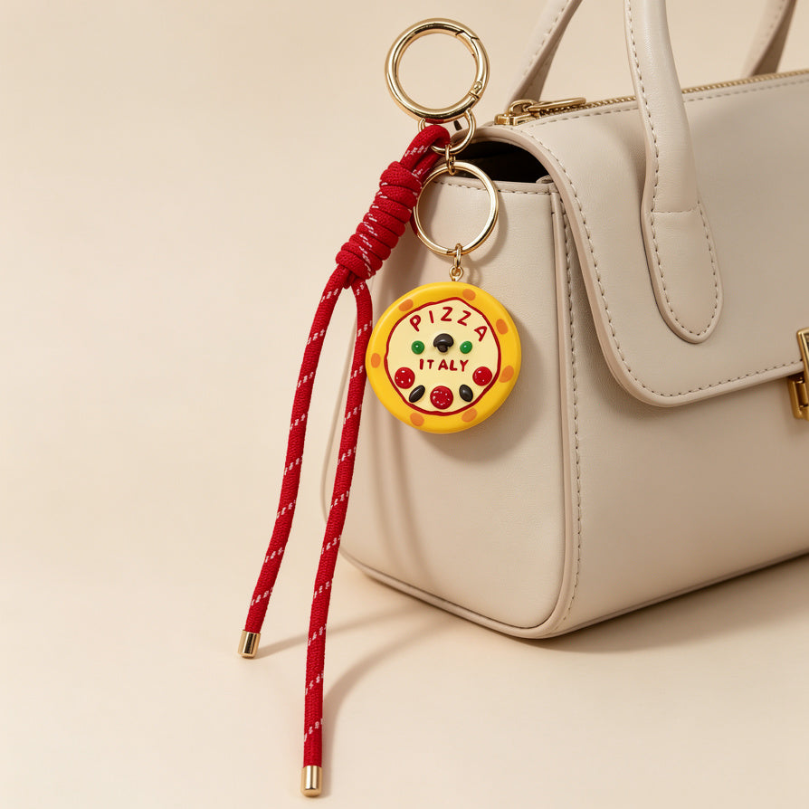 Llavero de Pizza Italia con Cordón Rojo - Accesorio de Moda al Por Mayor|JI JOYA