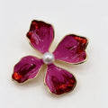Broche de Flor de Zirconio con Esmalte Magenta - Bisutería para Revendedores|JI JOYA
