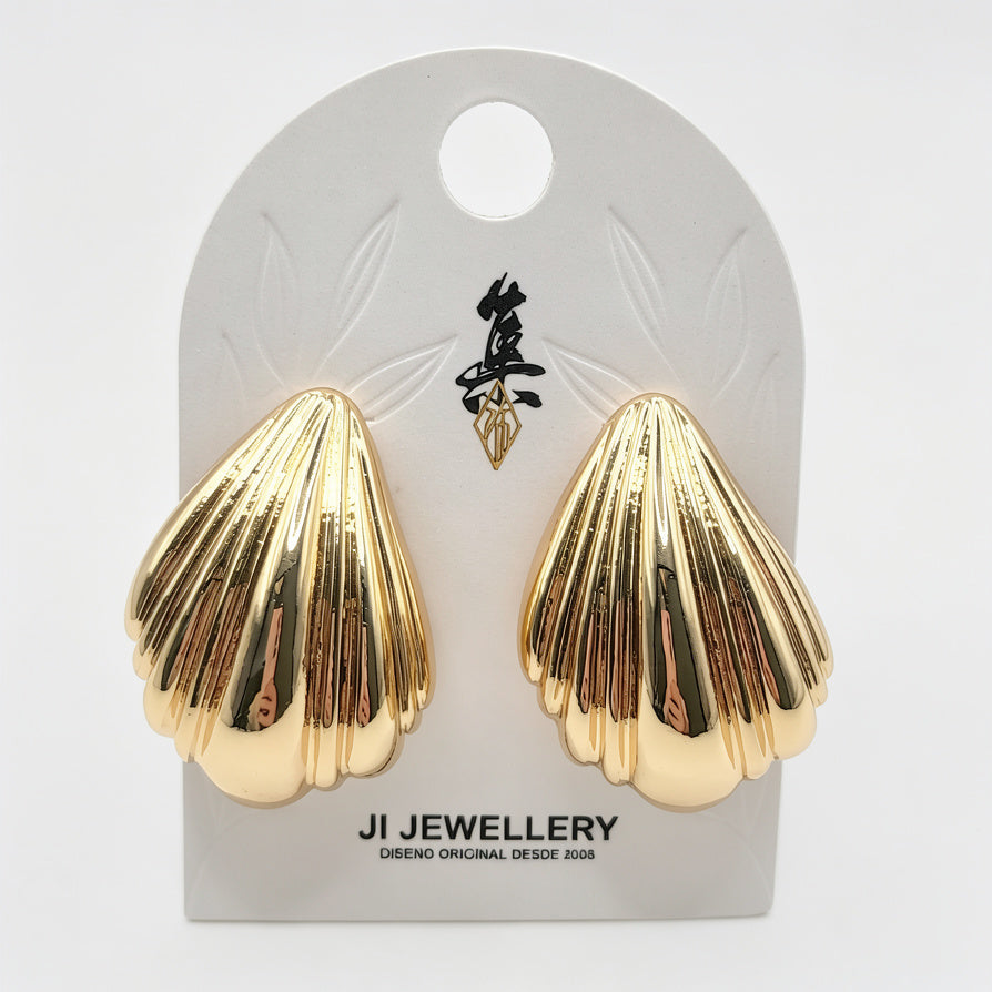 Pendientes Concha de Mar Dorada/Plata | Joyería de Moda Mayorista|JI JOYA