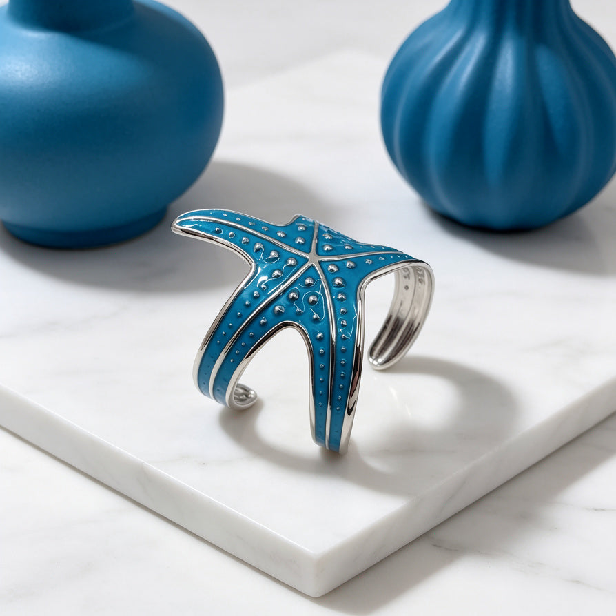 Brazalete Abierto Estrella de Mar con Esmalte - Joyería Náutica al Por Mayor|JI JOYA