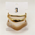 Set de 3 Pulseras Onduladas de Resina y Metal Dorado - Venta al Por Mayor|JI JOYA