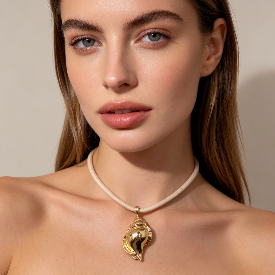 Collar Choker de Concha Dorada, 2 Colores Disponibles - Joyería al por Mayor para Minoristas|JI JOYA