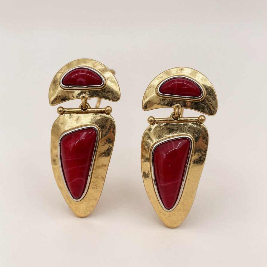Pendientes de Diseño Vintage con Piedras en 3 Colores - Mayorista B2B|JI JOYA