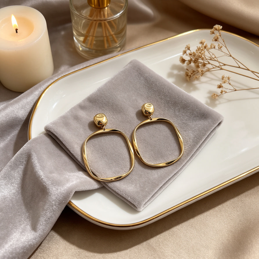 Pendientes Cuadrado Hoop Ligeros - Joyería al Por Mayor para Mujer