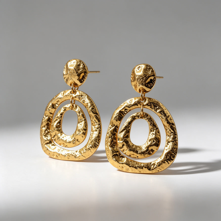 Pendientes Oversize de Oro con Diseño Orgánico - Lote al Por Mayor para Tiendas de Moda|JI JOYA