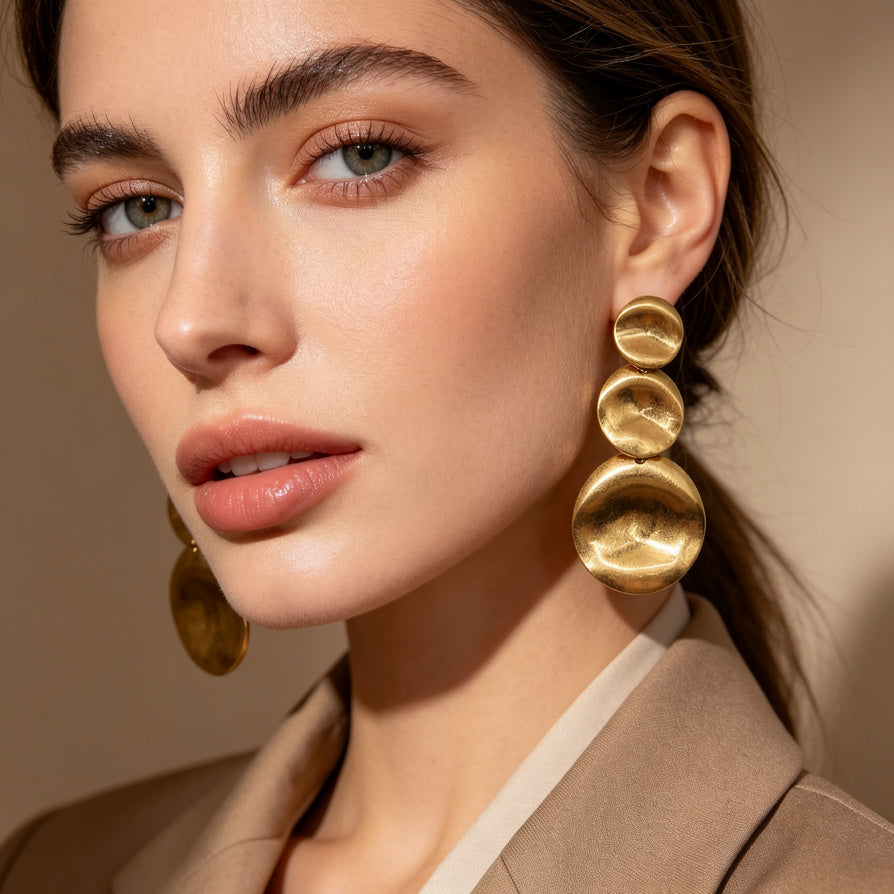 Joyas de Moda: Pendientes Colgantes de Oro Mate - Pedidos Mínimos Disponibles|JI JOYA