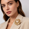 Broche Corazón Floral Dorado | Accesorio de Moda para Mayoristas|JI JOYA