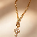 Collar Colgante Cruz de Perla (Oro/Plata)|JI JOYA