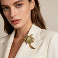 Broche de Palmera con Pavé de Zirconias | Venta al Por Mayor para Tiendas|JI JOYA