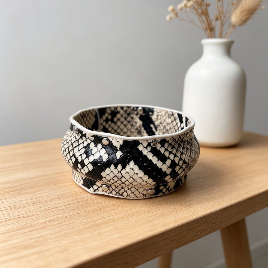 Pulsera de Serpiente con Tachuelas | Diseño de Cuero de Serpiente en 3 Colores | Joyería Mayorista de Moda|JI JOYA