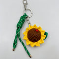 Llavero de Girasol Tejido a Mano, Llavero de Crochet con Mariquita, Accesorio para Bolsa y Llaves, Mayorista|JI JOYA