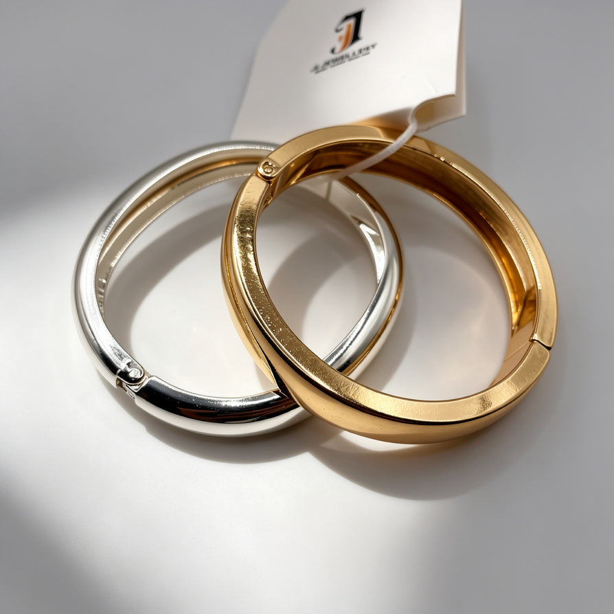 Brazalete Minimalista Oro y Plata - Diseño Clásico - Mayorista para Tiendas de Moda|JI JOYA