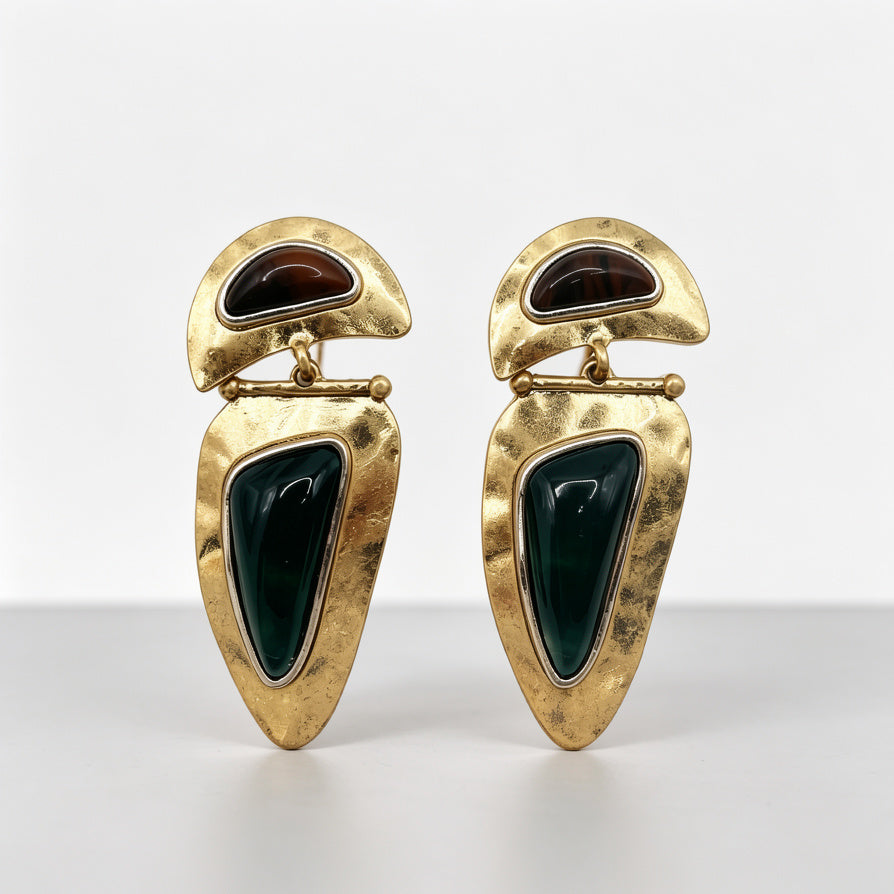 Pendientes de Diseño Vintage con Piedras en 3 Colores - Mayorista B2B|JI JOYA