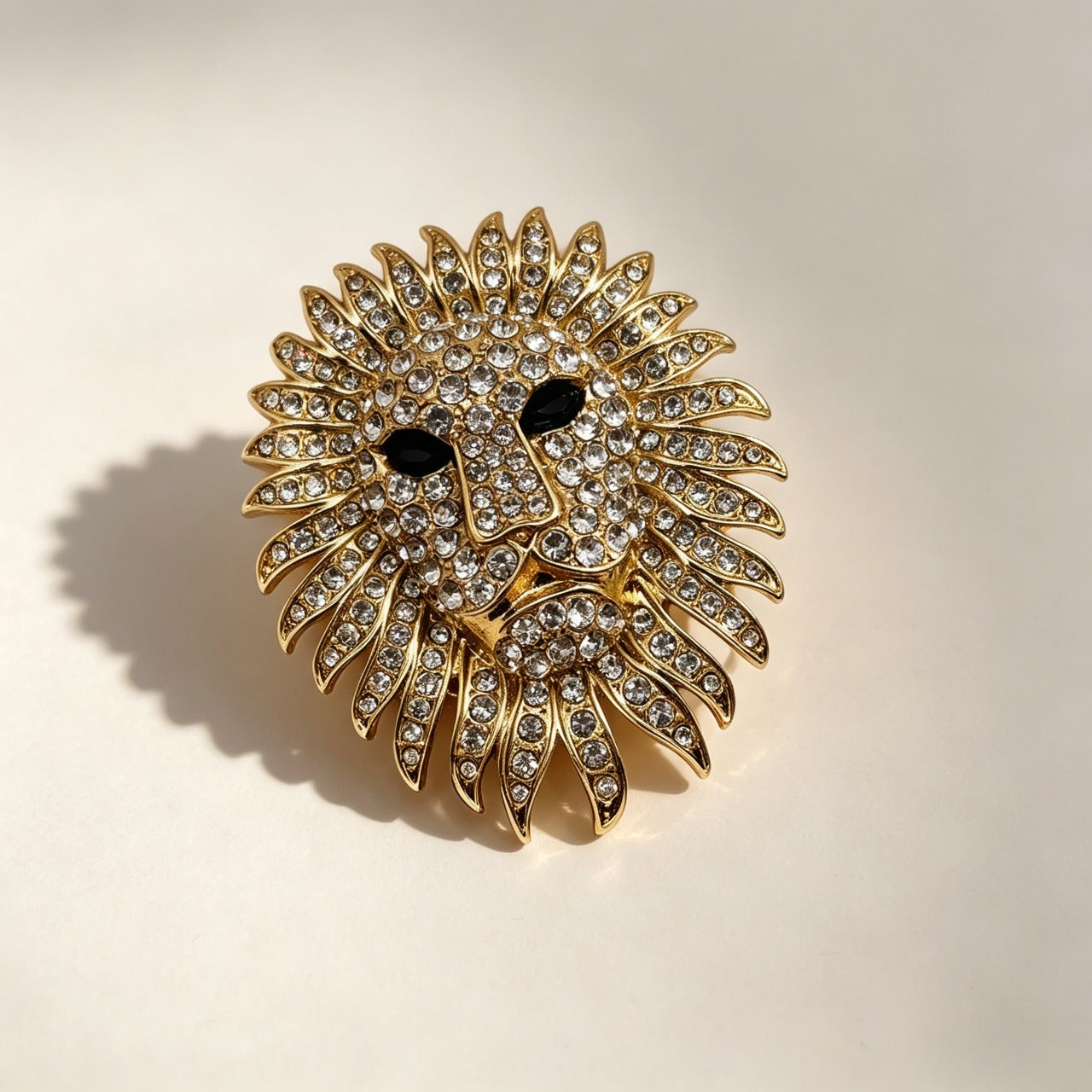 Broche Vintage de León con Pavé de Cristales | Lote al Por Mayor, 2 Colores|JI JOYA