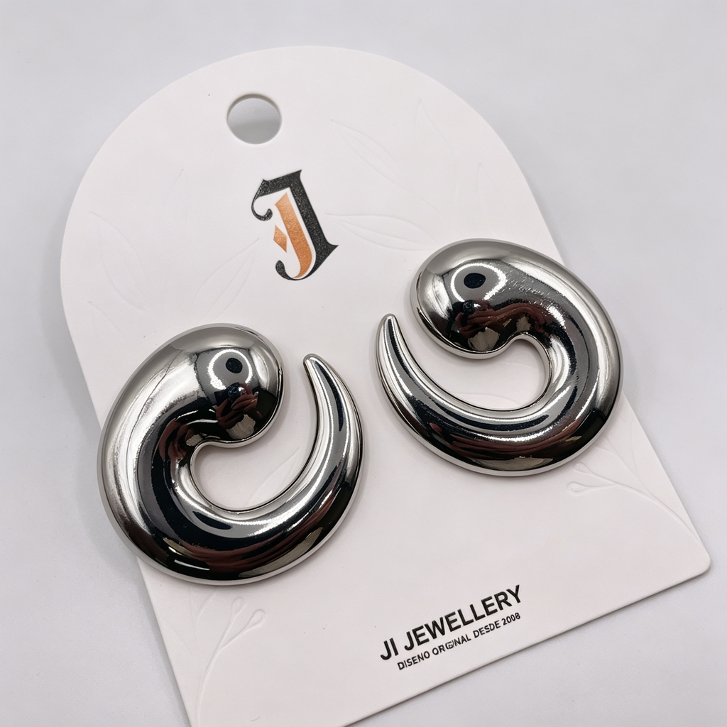 Pendientes Forma Espiral Dorado/Plateado, Joyería al Por Mayor para Tiendas de Moda|JI JOYA