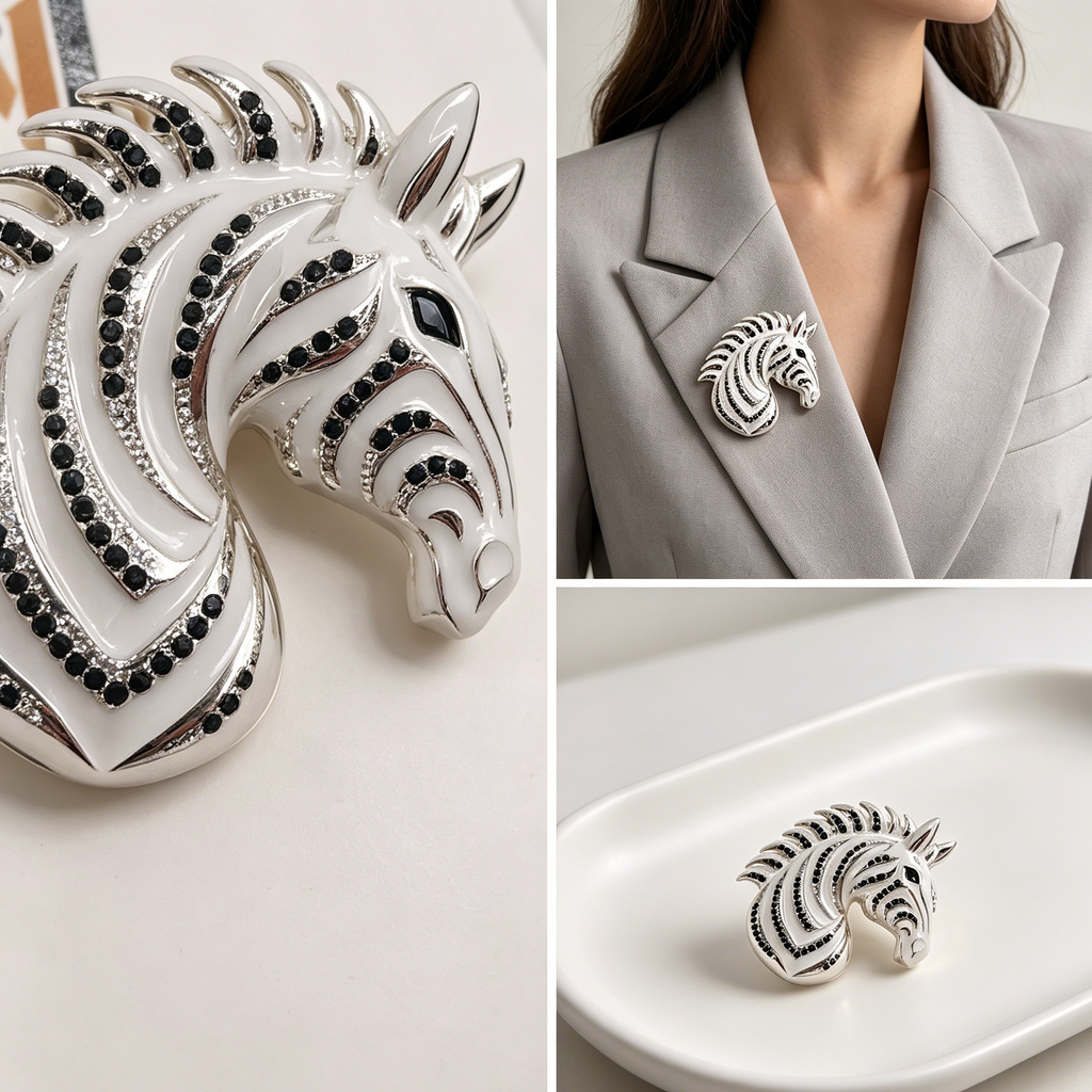 Broche de Moda Animal Cebra - Accesorio para Trajes y Blusas|JI JOYA