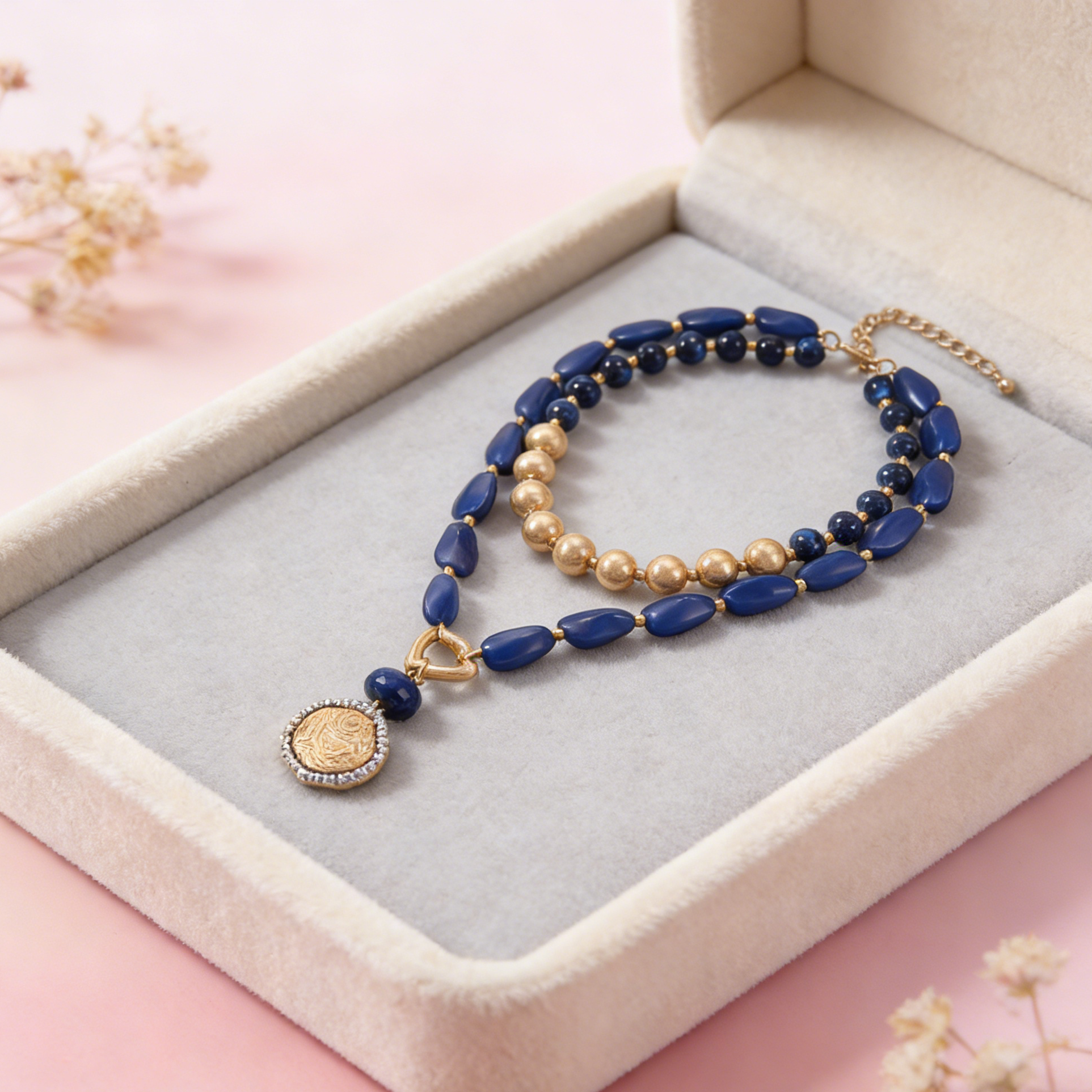 Disponible en dos colores | Collar de doble capa estilo corte vintage, una gargantilla colgante lujosa y sofisticada.