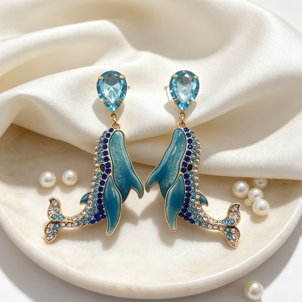 Set Pendientes Delfín y Collar Ballena Diseño Original Mayorista Europa|JI JOYA