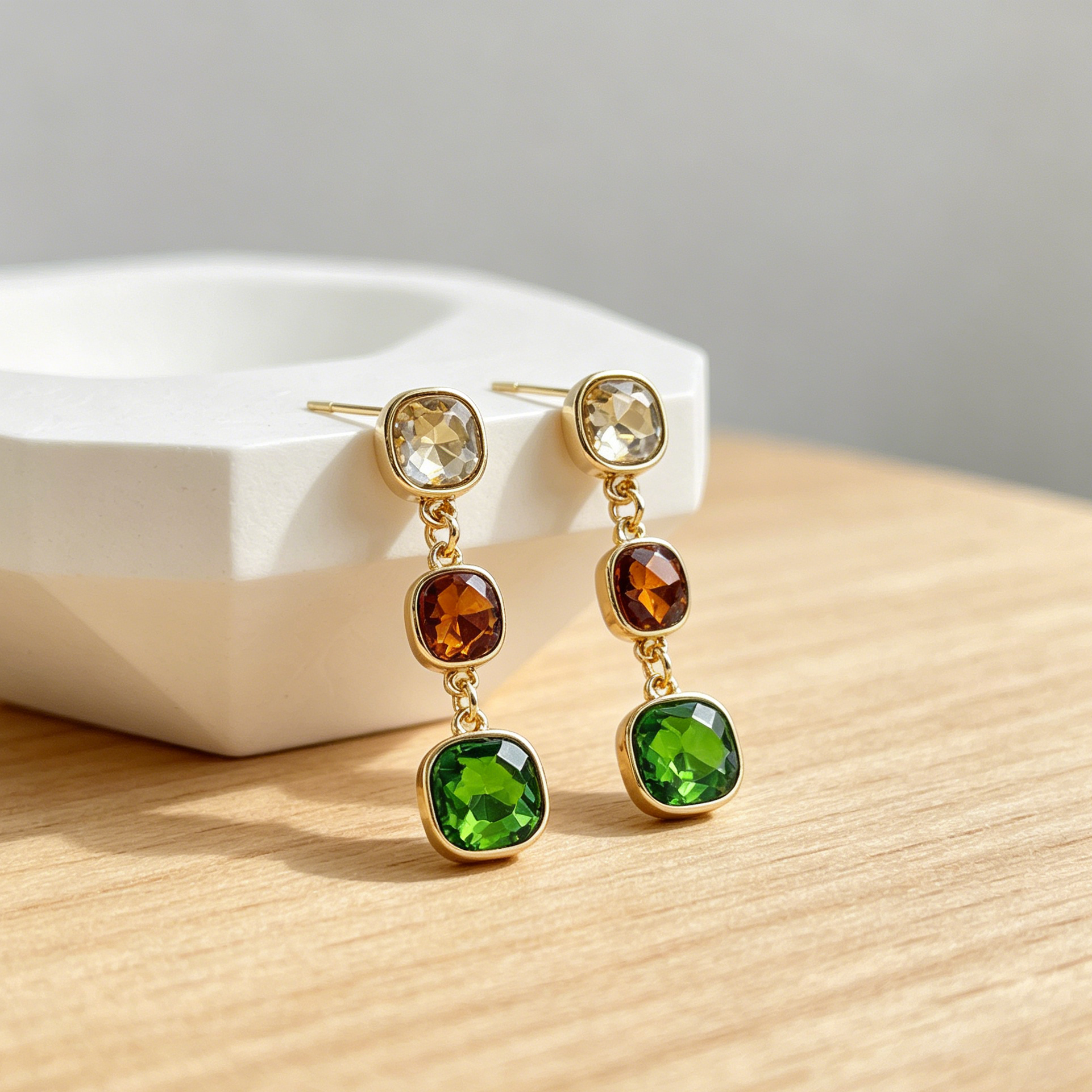 Pendientes Colgantes de Cristal 2 Colores - Joyería Mayorista de Moda con Pin S925|JI JOYA