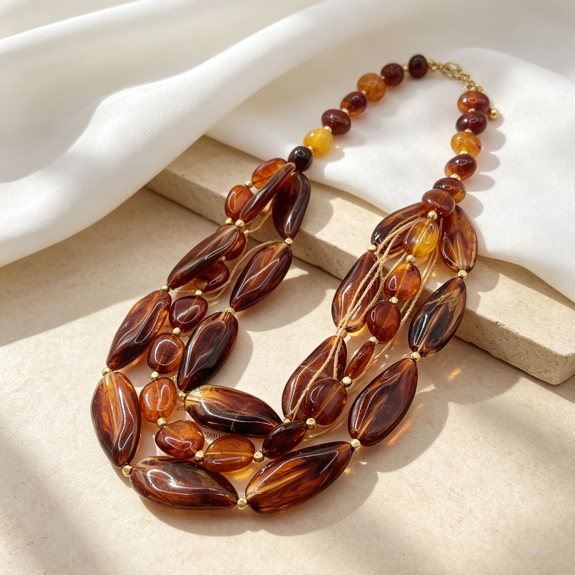 Collar Multicapa de Piedras Resina, Gargantón Statement con Cuentas, Accesorio Moda Mayorista para Mujer|JI JOYA