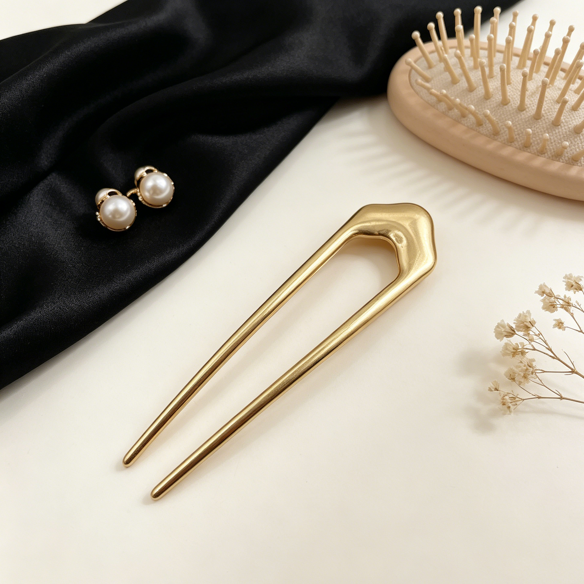 Horquilla U de Metal Dorado Minimalista, Pinza para el Pelo Estilo Geométrico, Accesorio de Moda al Por Mayor para Mujer|JI JOYA