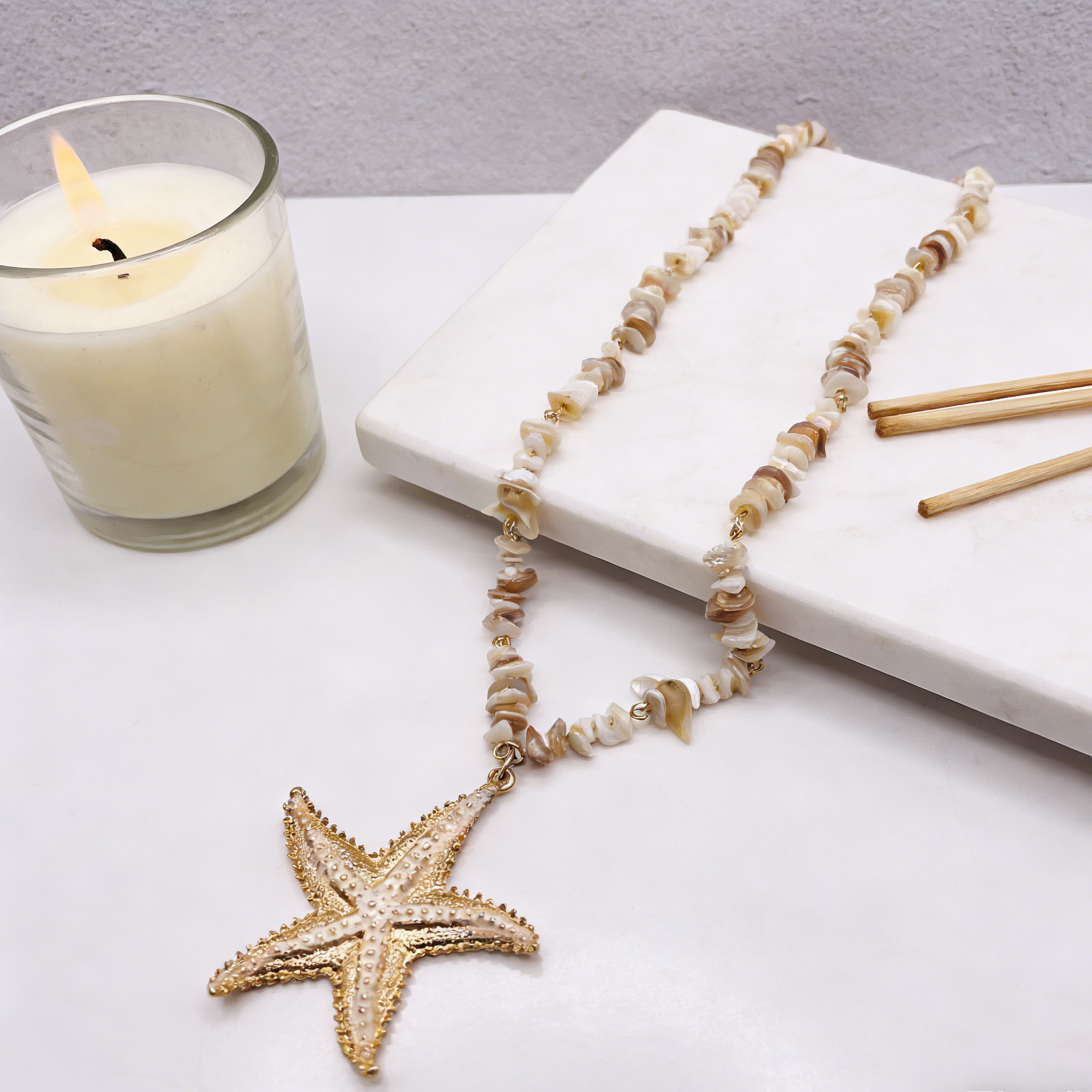 Collar de Conchas con Dije de Estrella de Mar - Accesorio Verano para Mujeres