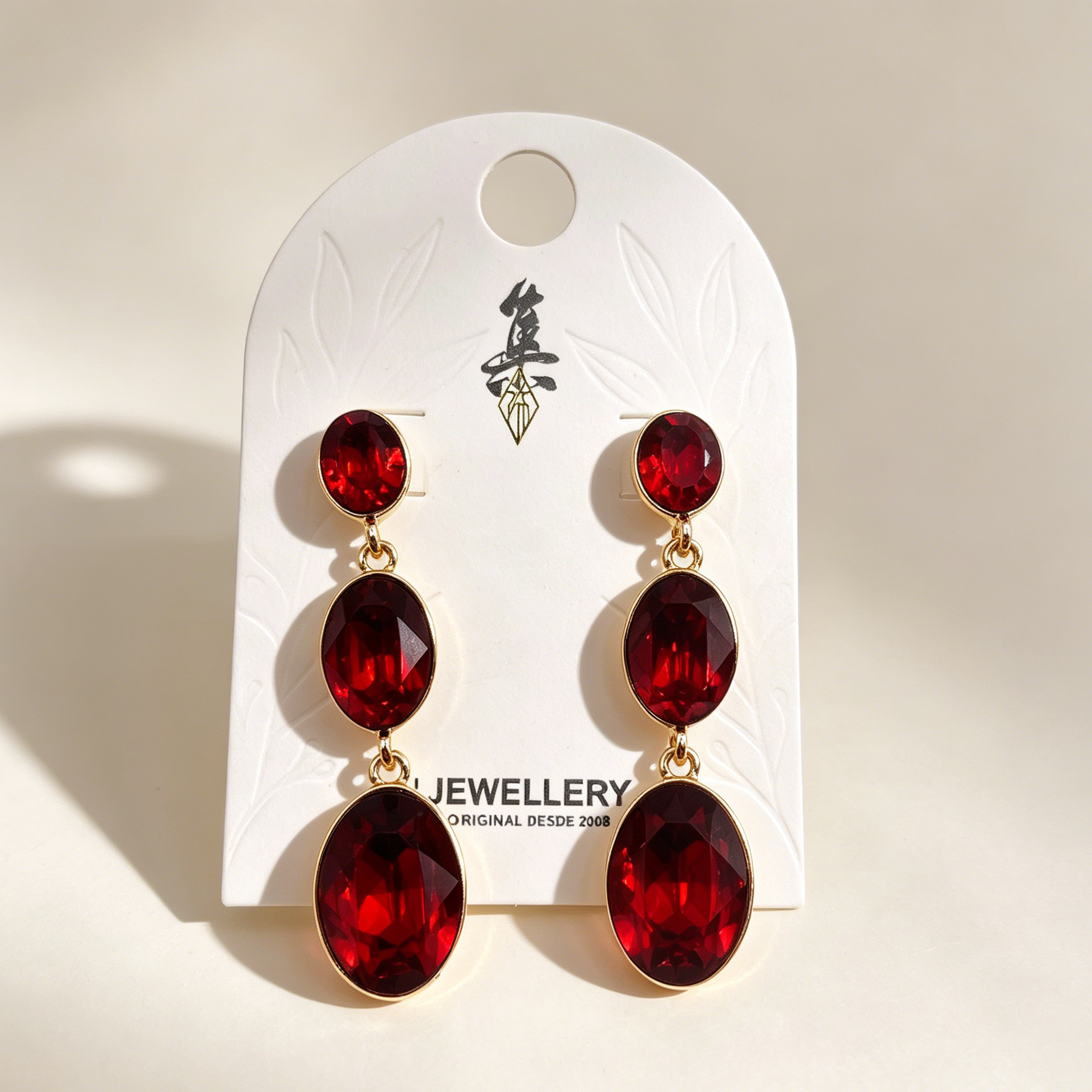 Aretes colgantes de cristal ovalado en 3 colores | Dorado | Joyería mayorista para mujer|JI JOYA