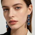 Pendientes Colgantes de Zafiro Azul Sintético, Plata  Diseño Elegante al Por Mayor para Joyería Mayorista|JI JOYA