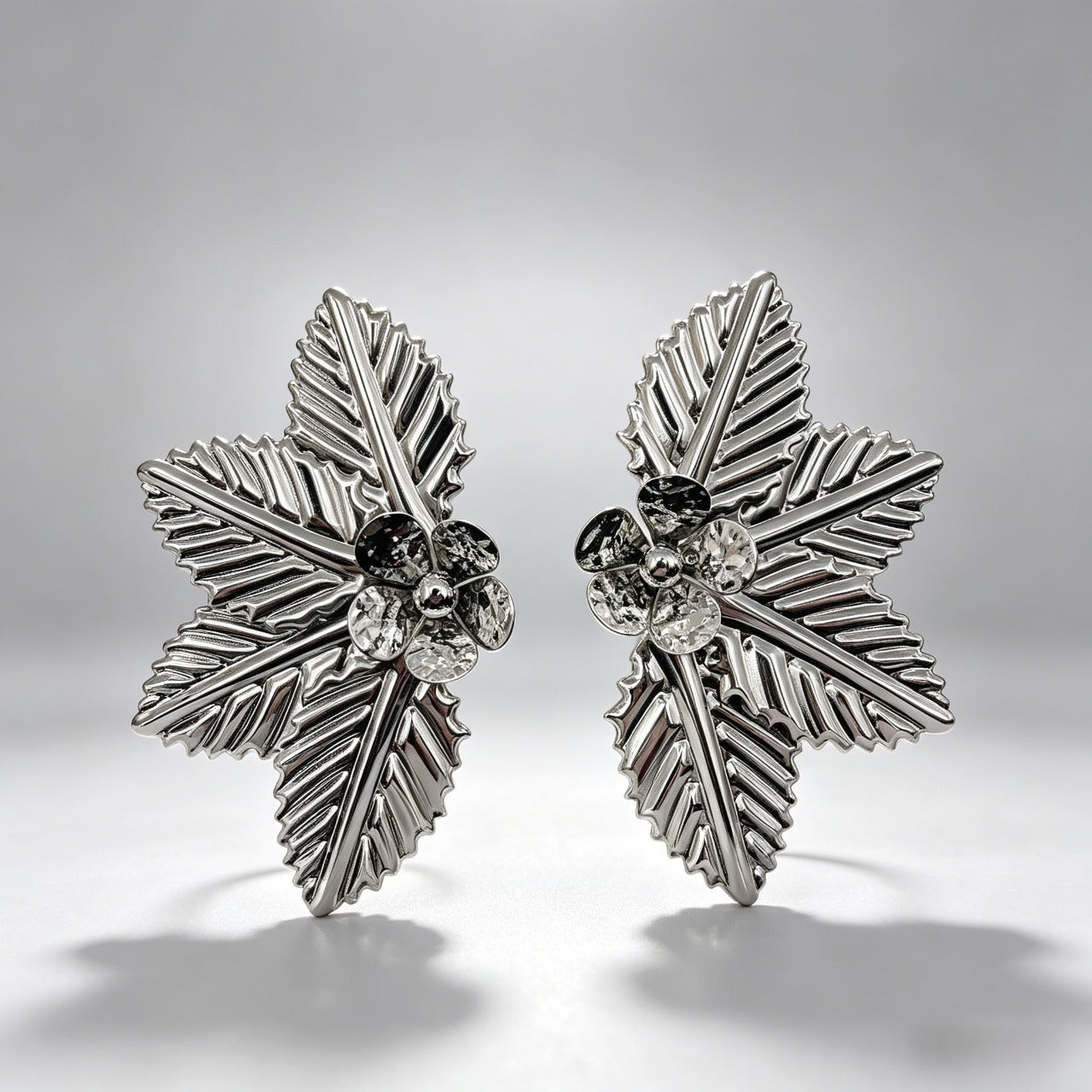 Pendientes de Hoja y Flor - Estilo Vintage - Dorado / Plateado - Joyería al por mayor para Mujer|JI JOYA