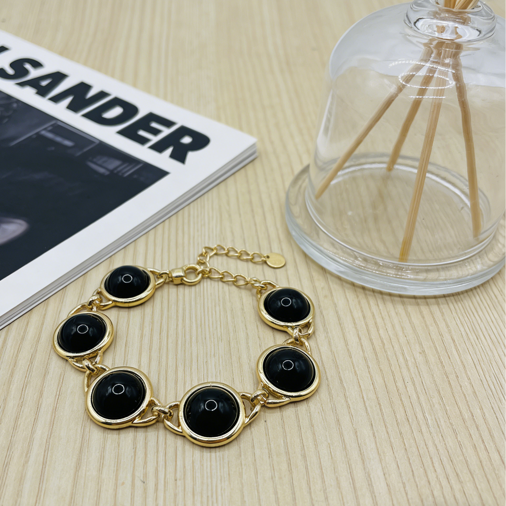 Conjunto de Joias em Ouro [Ónix Preto/Olho de Tigre] | Colar e Pulseira para Mulher