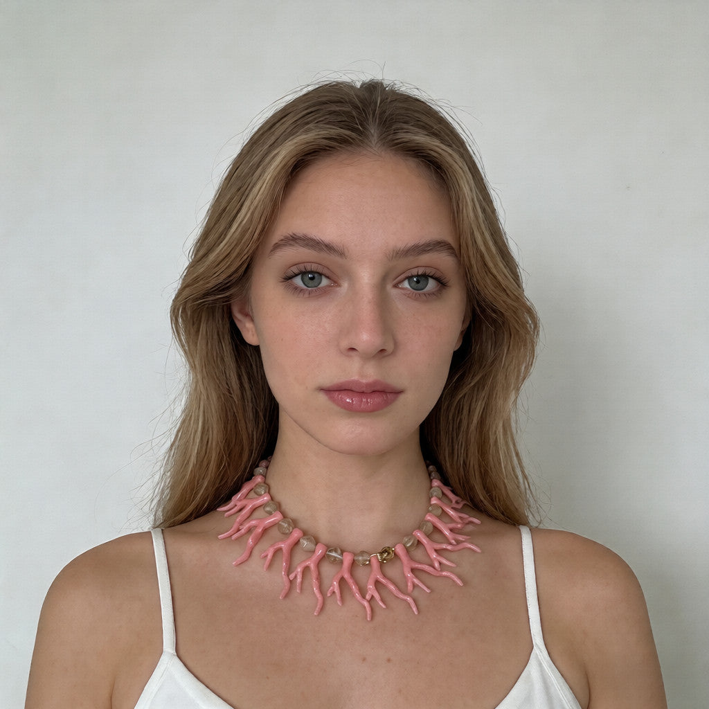 Collar llamativo de rama de coral | Gargantilla para vacaciones de verano en la playa