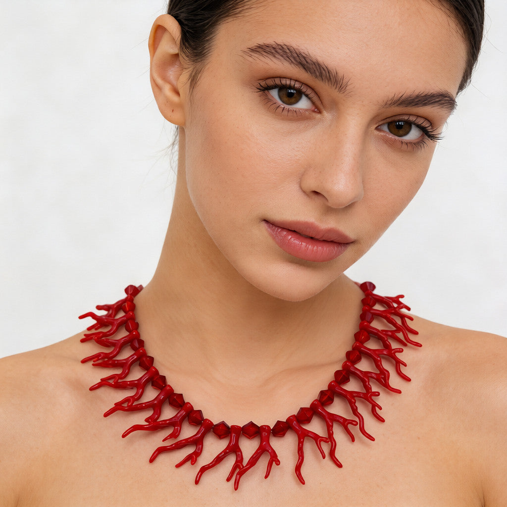 Collar llamativo de rama de coral | Gargantilla para vacaciones de verano en la playa
