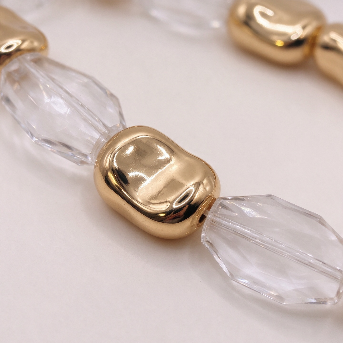 Collar Mayorista Perlas Irregulares Doradas y Cristal Transparente, Diseño Minimalista Chunky|JI JOYA