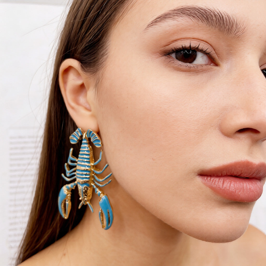 Pendientes Statement de Langosta - Accesorio de Moda Único|JI JEWELLERY