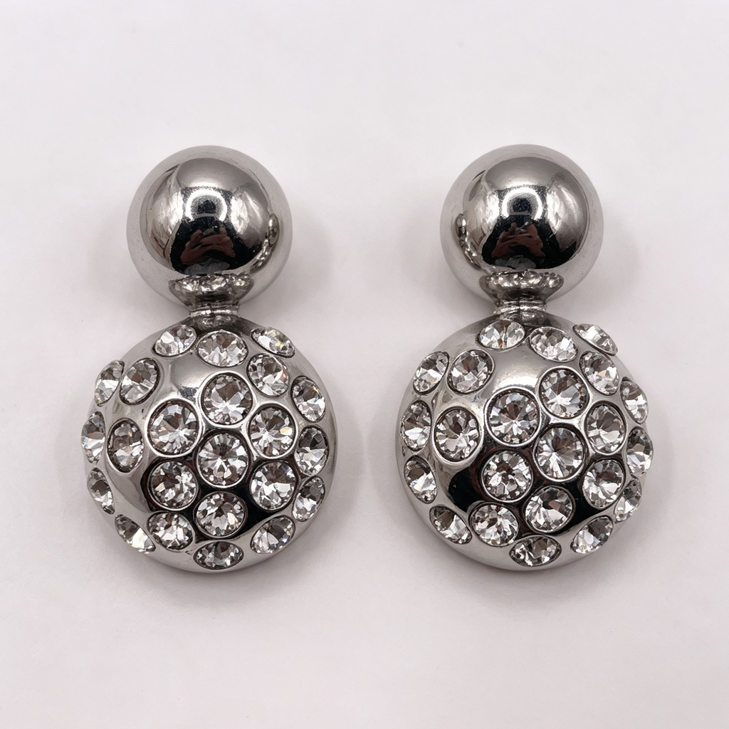 Pendientes Bolos con Cristales, Oro y Plata, Mayorista Joyería Moda | JI JOYA